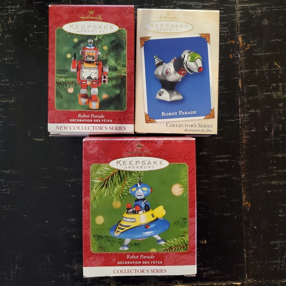 Hallmark Robot Parade Collector's Series Ornaments Complete Set #1-3